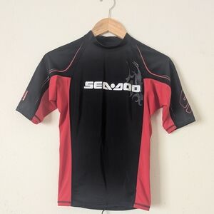 Sea-Doo Men's Black and Red Rash Guard, Size M